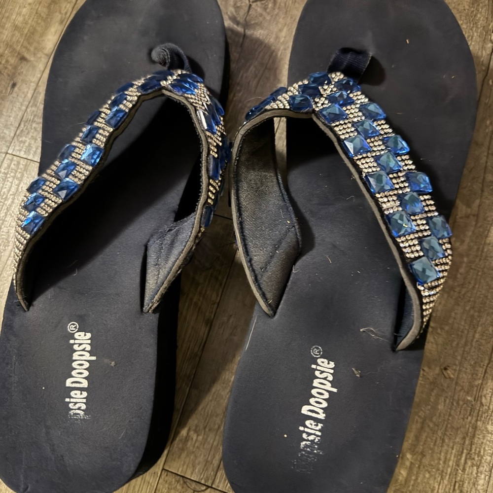 Women's Blue Embellished Sandals